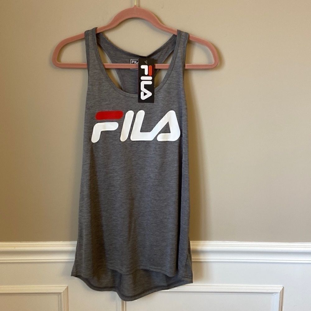 𝅺FILA | Grey Racer‎ Back Graphic Training Tank , Size Large, NWT